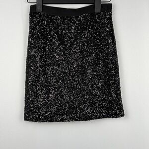 Lucca Couture Sequin‎ Skirt Women S-Black-Bk Zip